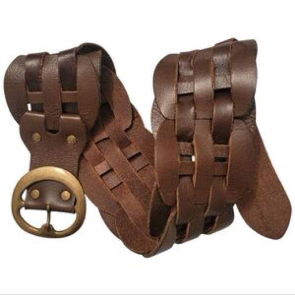 BCBGMaxAzria Brown Woven Leather Belt